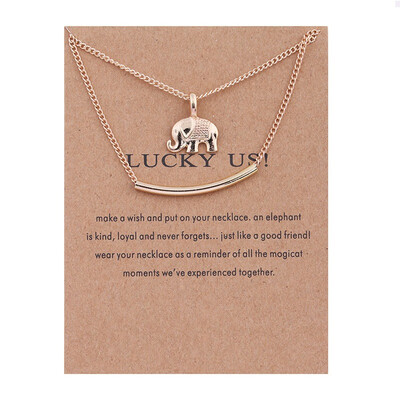 

Golden Plated Lucky Us Elephant Double Balance Alloy Clavicle Bone Pendant Short Necklace