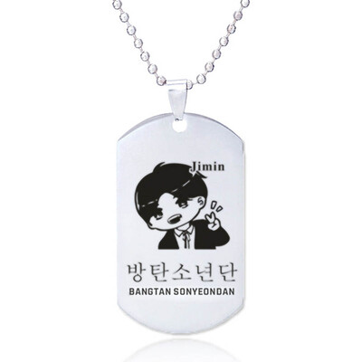

KPOP BTS Bangtan Boys Same Paragraph Necklace Cartoon Image Military Necklace Simple Elegant Male Female Necklace Gifts for Fans