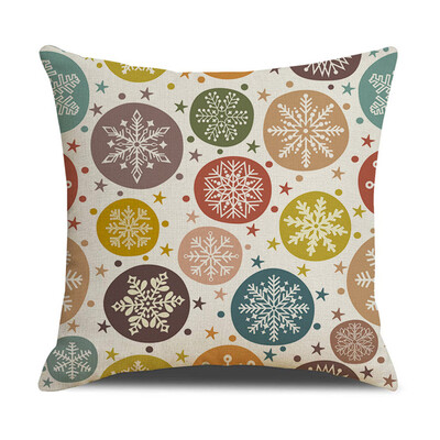 

Tailored Christmas Linen Skin Pillow Case Pillow Cushion Elk Snowflake Print 45×45CM