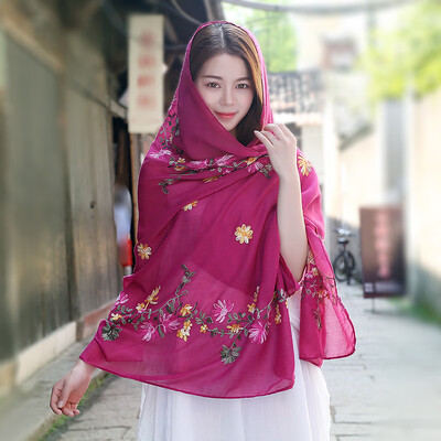 

Spring&summer new national wind scarf Sen sweet sweet literary embroidery cotton sunscreen shawl travel decorative scarf