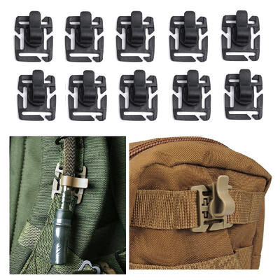 

10 Pieces Tactical Gear Strap Clip for Molle Backpack Webbing Attachments D Ring Hook Tactical Vest Belt