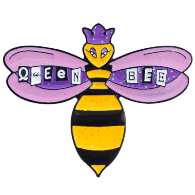 

Cartoon Purple Queen Bee Brooch Sparkling Purple Bee Enamel Pins Backpack Shirt Badge Jewelry For Woman And Kids Gifts