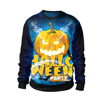 

Toponeto Mens Casual Scary Halloween Lover 3D Print Party Long Sleeve NOhoodie Top Blouse