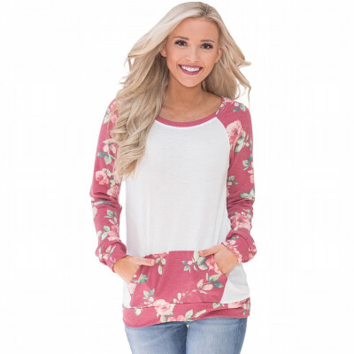 

Printed womens sweatshirt round collar long sleeve loose top