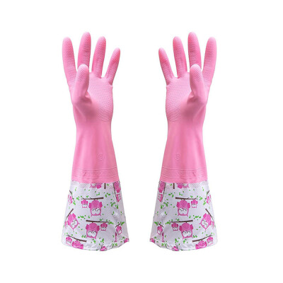 

〖Follure〗Waterproof Rubber Latex Flannel Washbowl Gloves Kitchen Household Cleaning Glove