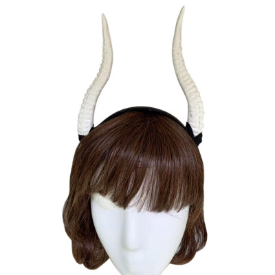 

Demon Horn Cosplay Headwear Handmade Sheep horns Gothic Lolita blackgoldensilver color Headband Halloween Prop Hairband