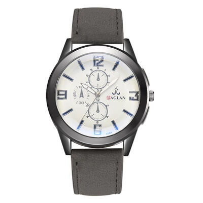 

Fashion Men Business Watches Luxury Quartz Watch PU Leather Male Clock