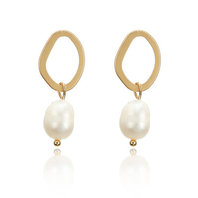 

F35 Vintage Irregular Freshwater Pearl Dangle Earrings For Women Brincos Geometric Drop Earring DIY Wedding Party Jewelry Gift
