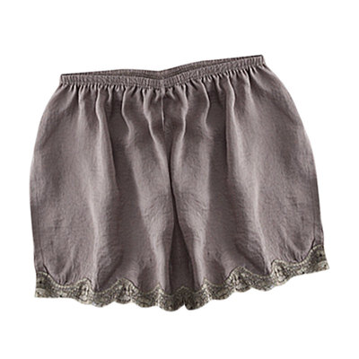

Women Solid Color Cotton Blend Stretchy Lace Side High Waist Shorts Tight Three-point Pants Thin Anti-lighting Short Pant