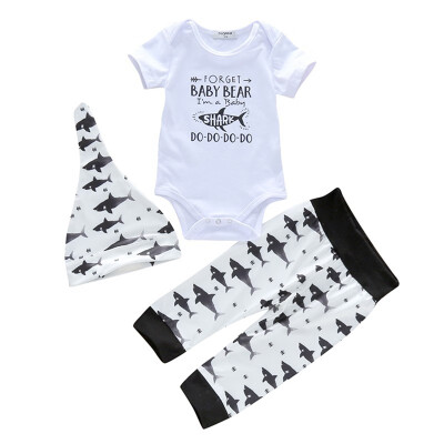 

Cute Baby Girl Sets Short Sleeve Letter Print Romper Tops Floral Trousers Set With Headband Casual Outfits