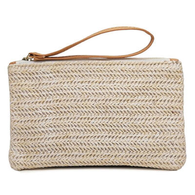 

Wristlet Clutch Women Money Phone Pouch Straw Woven Purse Beach Wallet