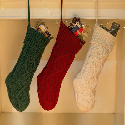 

US Christmas Gifts Bag Knit Xmas Hanging Candy Socks Decoration Home Holiday