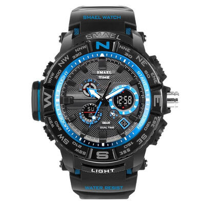 

Men Sport Watches SMAEL Brand Dual Display Watch Men LED Digital Analog Electronic Quartz Watches 30M Waterproof Male Cl