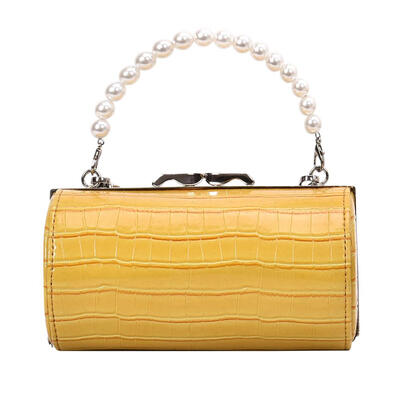 

Women Pearl Grain Cylinders PU Messenger Chain Bag Cylindrical Handbags