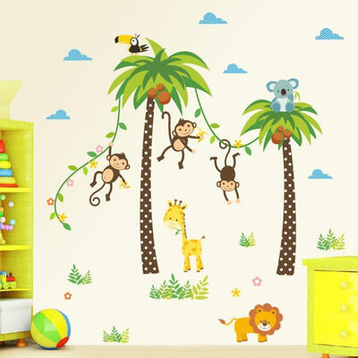 

Animals Coconut Tree Wall Sticker Children&39s Bedroom Decor Art Vinyl Decal Mural