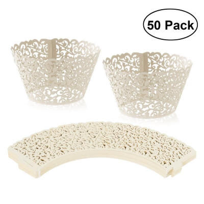 

50pcs Cupcake Wrappers Filigree Vine Lace Cup Wrap Liners Wedding Party Decor