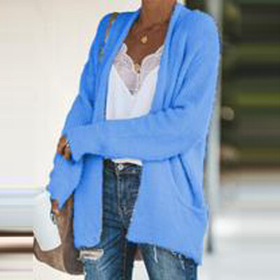 

Toponeto Women Fashion Lapel-Neck Solid Color Cardigan Pocket Long Sleeve Coat