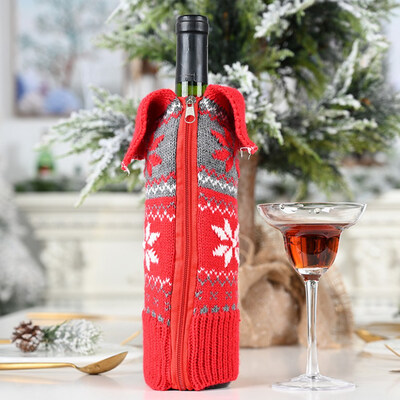 

Christmas Buttons Zipper Wine Cover Xmas Santa Claus Outfit for Christmas