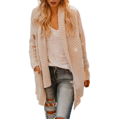 

Women Stylish Concise Casual All-match Solid Color Long Sleeve Elegant Keep Warm Knitting Cardigan Coats