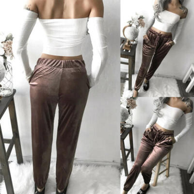 

Fashion Winter Sweatpants Womens Fleece Sport Pants Casual Lined Harem Trouser