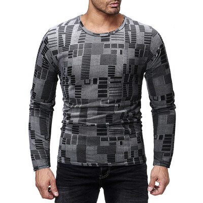 

Toponeto Fashion Mens Needle show Autumn Long Sleeve Casual Fit Cotton Round Top Blouse