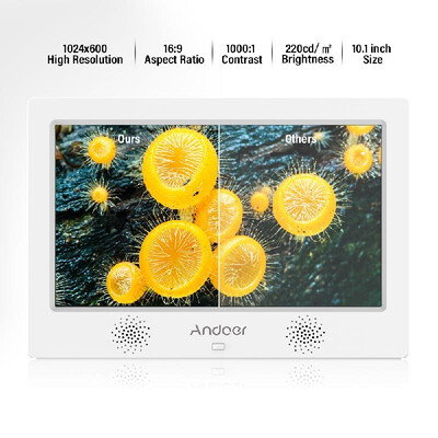 

Andoer 101 Inch Digital Photo Picture Frame 1024600 Resolution TFT-LED Screen Support CalendarClockAlarm ClockPhotoMusicVid