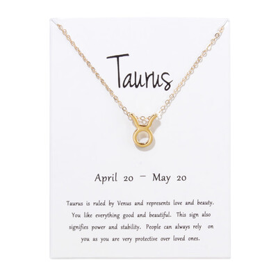 

Message Card 12 Constellations Necklace Woman Jewelry 12 Zodiac Sign Tag Pendant Necklace Birthday Gifts