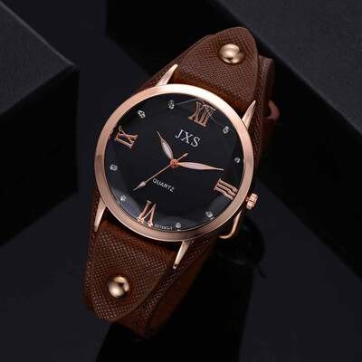 

〖Follure〗Casual Fashion Roman Numerals Simple Leather Padded Strap Womens Quartz Watch