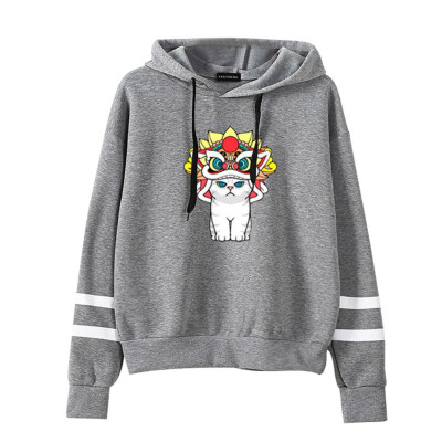 

New Fashion Women Funny Cat Hoodie Cartoon Printed Long Sleeve Pullover Hooded Sweatshirt Loose Casual Hoodie