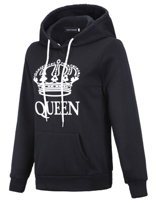

King&Queen Hoodies Valentine Day Matching Cute Love Couples Crown Print Pullovers Sweatshirt