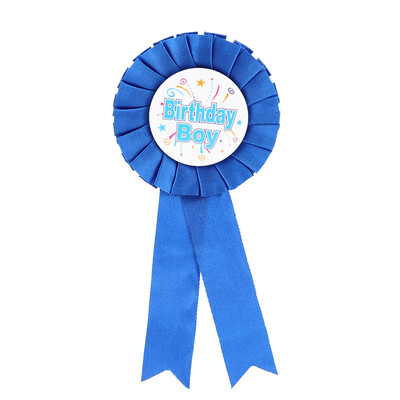 

Happy Birthday BoysGirls Badge Blue Pink Deluxe Ribbon Party Safety Pin