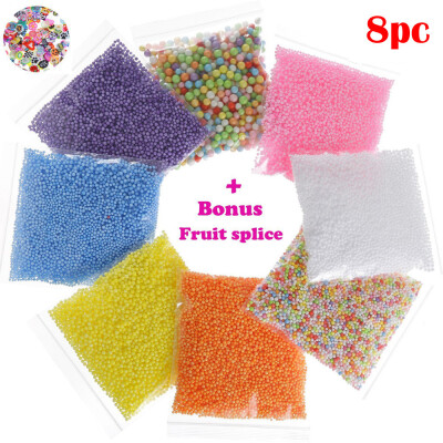 

〖Follure〗8 Pack Colorful Foam Beads for Slime 008-035 Inch Plus Bonus Fruit Slice