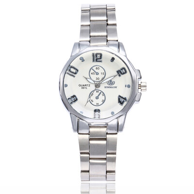 

Womens two-eye alloy steel belt watch fashion casual stone