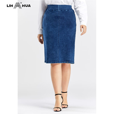 

LIH HUA Womens Plus Size Denim all-match Skirts stockinet high flexibility Slim Fit Skirts Casual Skirts