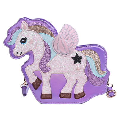 

Lovely Unicorn Shiny Pu Leather Mini Handbag Girls School Travel Shoulder Bag