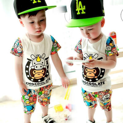 

Kids Baby Girls Boys Toddlers 2pcs Tops T-shirtPants Outfits Set Summer Clothes