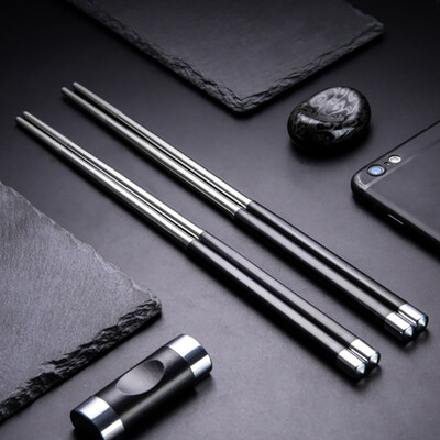 

1 Pair 24cm Portable Reusable Stainless Steel Anti-slip Splicing Chopsticks