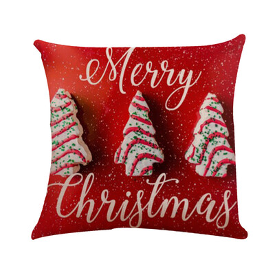 

Tailored Happy Christmas Pillow Cases Linen Sofa Cushion Cover Home Decor Pillow Case