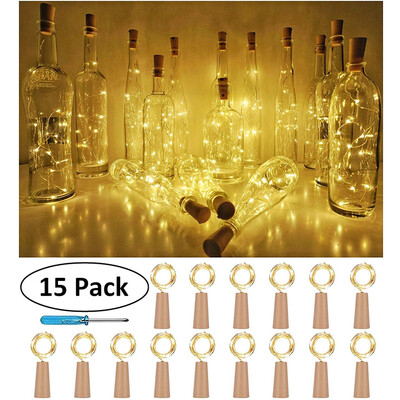 

〖Follure〗15PCS Bottle Lights Cork Shape For 1M 10 LED Wine Bottle String Party Romantic
