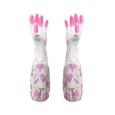 

Siaonvr Waterproof Rubber Latex Flannel Washbowl Gloves Kitchen Household Cleaning Glove