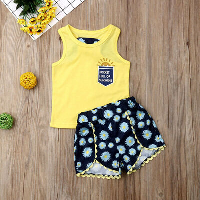 

Toddler Kids Baby Girl Floral Tops T-Shirt Short Pants Outfits Clothes Summer