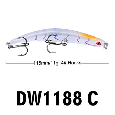 

VISSEN 1pcslot 115cm 11g Fishing Lure Artificial Hard Lure Plastic Bait Trolling Pike Carp Fishing Lures StickBait