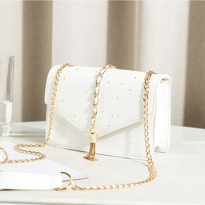 

Summer lady inclined bag fashion chain Baitao ins shoulder texture small square bag