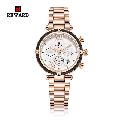 

REWARD Women Watches Feminine Waterproof Sport Quartz Watch Full Steel Chronograph Military Watch Women Girl Clock for Female