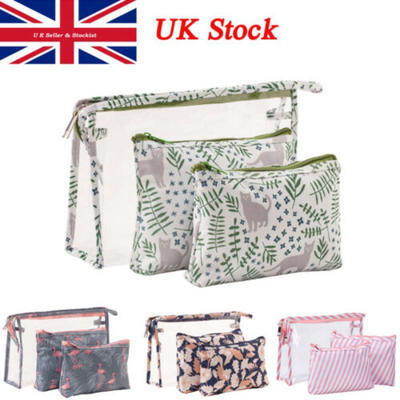 

Set of 3Pcs Cosmetic Makeup Toiletry Clear PVC Travel Wash Bag Holder Pouch Kits