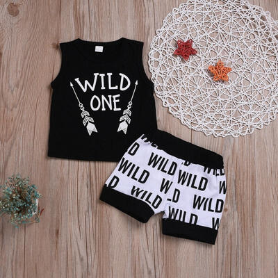 

2pcs Toddler Kids Baby Boys Letter Arrow T-shirt TopsLetter Pants Summer Set
