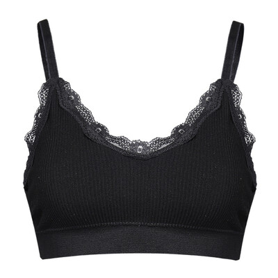 

Women Bra Lace Wrapped Chest Beauty Back Anti-light Hanging With Chest Pad Thread Cotton Bra