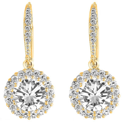 

Round cut Cubic Zirconia Halo Drop Earrings High Quality Faddish Chic