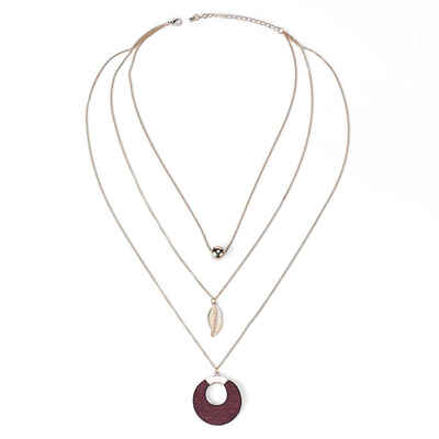 

Long Sweater Chain Round Ball Leaf Shape Pendants Multi Layer Alloy Chain Women Necklaces
