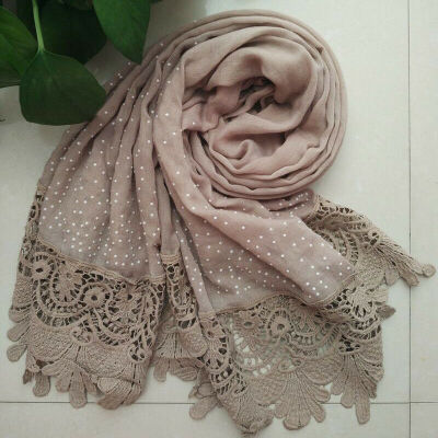 

Womens Muslim Headwear Lace Long Scarf Hijab Wrap Islamic Shawls Arab Scarves